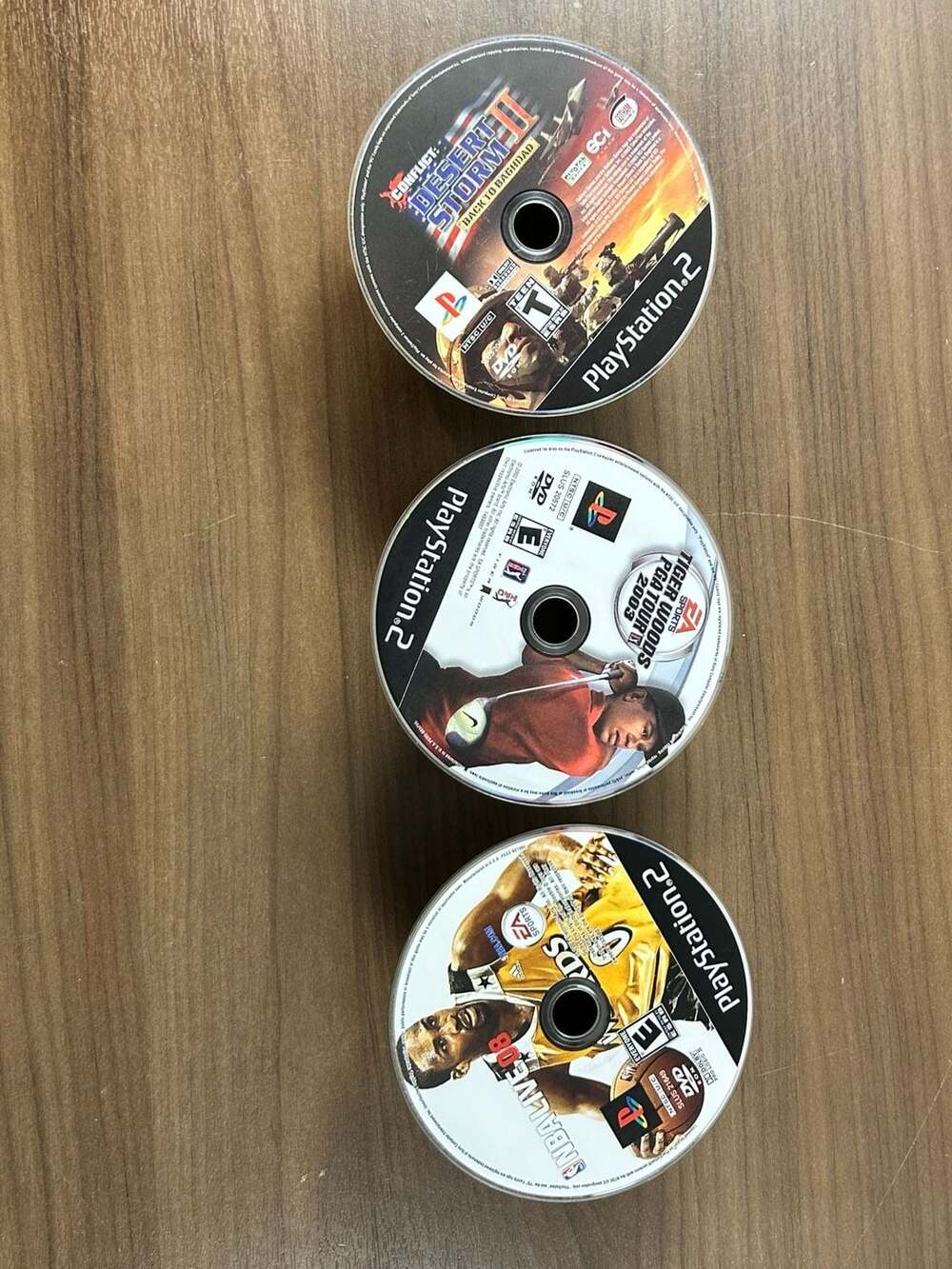 PS2 Lot 3 Conflict Desert Storm II Tiger Woods 2003 NBA Live 08 Discs Only Untes